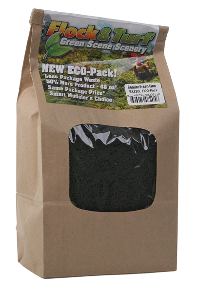 Flock & Turf Ground Cover ECO Pack Bag - 48oz  1.4L -- Fine - Coniferous Green