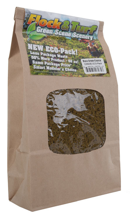 Flock & Turf Ground Cover ECO Pack Bag - 48oz  1.4L -- Coarse - Moss Green