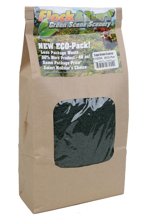 Flock & Turf Ground Cover ECO-Pak - 48oz  1.4L -- Coarse - Sage Green