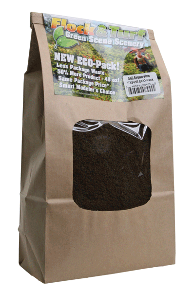 Flock & Turf Ground Cover ECO Pack Bag - 48oz  1.4L -- Fine - Soil Brown