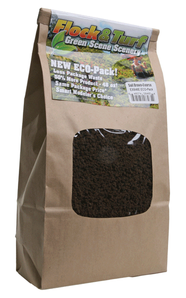 Flock & Turf Ground Cover ECO Pack Bag - 48oz  1.4L -- Coarse - Soil Brown