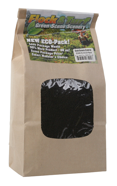 Flock & Turf Ground Cover ECO Pack Bag - 48oz  1.4L -- Coarse - Dark Brown