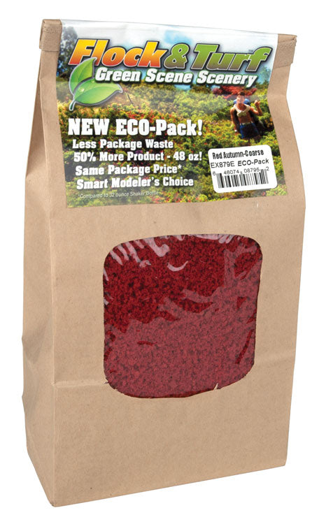 Flock & Turf Ground Cover ECO Pack Bag -- Autumn Red Coarse 48oz  1.4l