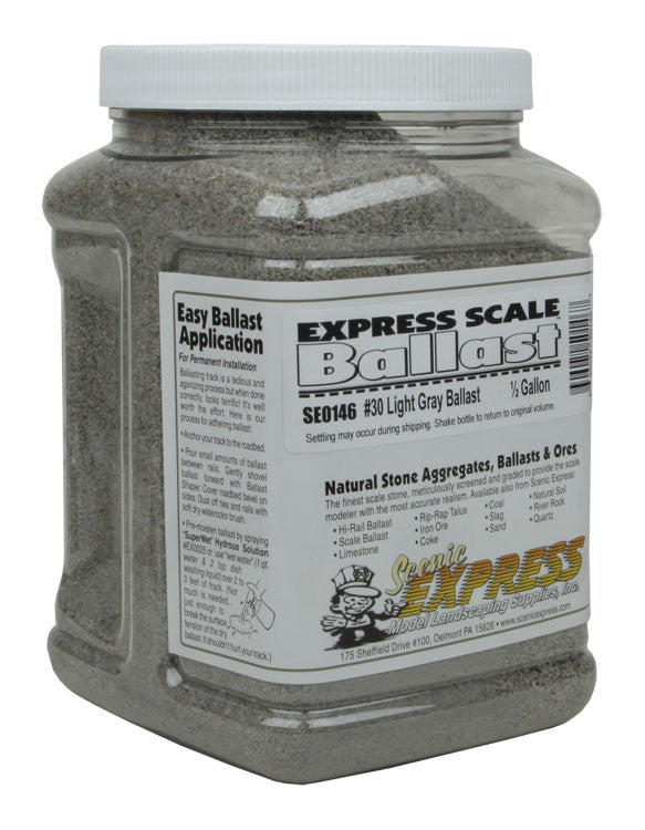 Natural Stone Ballast -- #30 Light Gray (1/2 Gallon) HO & O Scale