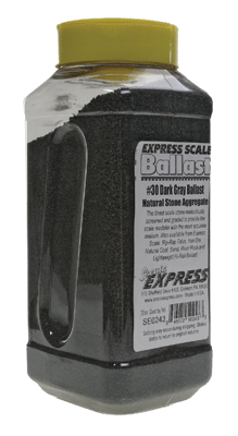Natural Stone Ballast #30 for HO & O Scale -- Dark Gray - 1 Quart  .95L