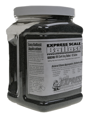 Natural Stone Ballast #30 for HO & O Scale -- Dark Gray - 1/2 Gallon  1.89L
