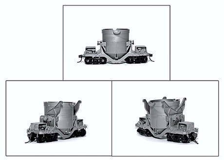 3-in-1 Open Top Hot Metal Car - Kit -- With Extended Ladle & Add-On Wings - Undecorated-1