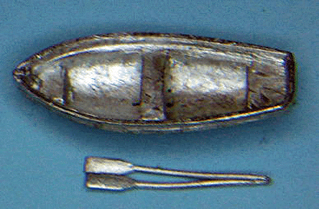 Boat Kits-Metal (Unpainted White Metal Castings) -- Small Metal Boat w/Pair of Oars pkg(2)