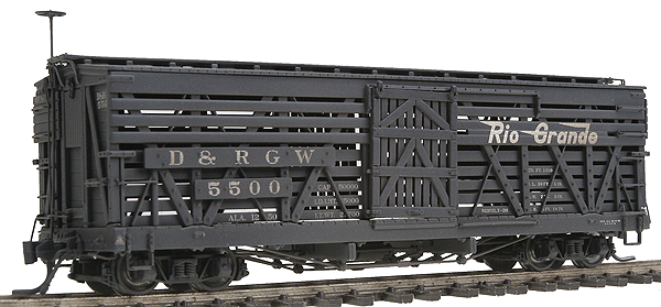 Blackstone Models(TM) 5500-Series 30' Stock Car - Weathered -- Denver & Rio Grande Western #5500 (Flying Grande Herald)