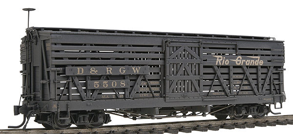 Blackstone Models(TM) 5500-Series 30' Stock Car - Weathered -- Denver & Rio Grande Western #5508 (Flying Grande Herald)