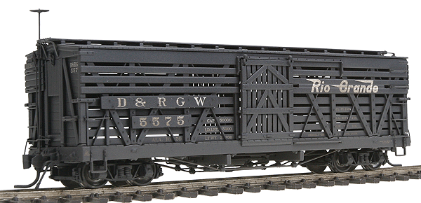 Blackstone Models(TM) 5500-Series 30' Stock Car - Weathered -- Denver & Rio Grande Western #5575 (Flying Grande Herald)