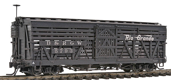 Blackstone Models(TM) 5500 Series 30' Stock Car - Weathered -- Denver & Rio Grande Western #5793 (Flying Grande Herald)