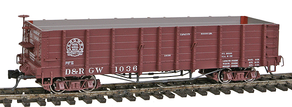 Blackstone Models(TM) High Side Gondola, Lightly Sun-Faded Paint Scheme -- Denver & Rio Grande Western #1036 (Royal Gorge Route Herald)
