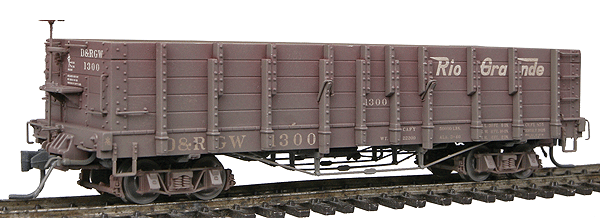 Blackstone Models(TM) High Side Gondola, Weathered -- Denver & Rio Grande Western #1300 (Flying Grande Herald)