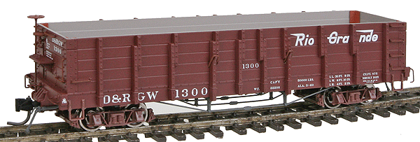 Blackstone Models(TM) High Side Gondola, Freshly Shopped Paint Scheme -- Denver & Rio Grande Western #1300 (Flying Grande Herald)