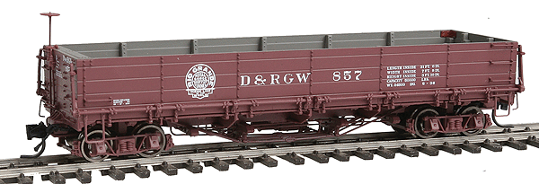 800-Series Drop Bottom Gondola, Non-Weathered - Assembled -- Denver & Rio Grande Western #857 (Faded, Moffat Tunnel Logo)