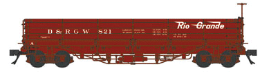 800 Series Drop-Bottom Gondola - Ready to Run - Blackstone Models(TM) -- Denver & Rio Grande Western #821 (Boxcar Red, Flying Grande Logo)