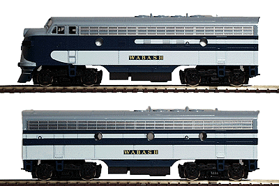 Diesel EMD F7 Phase I Early A (Powered) B (Dummy) Set -- Wabash (Double Headlight - As Delivered Scheme)