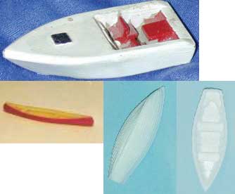 Assorted Watercraft - Resin Kit -- 1 Each: Canoe, Dinghy, Speed Boat (undecorated)