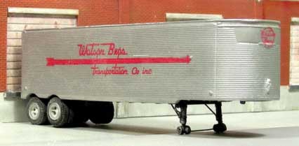 1951-1955 Fruehauf 34' Stainless Steel West Coast Dry Van Trailer - Resin Kit -- Unpainted with Watson Bros. Decals