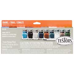 Camouflage Flat Enamel Paint Set -- 8 Colors, Thinner, 1 Brush, Mixing Tray