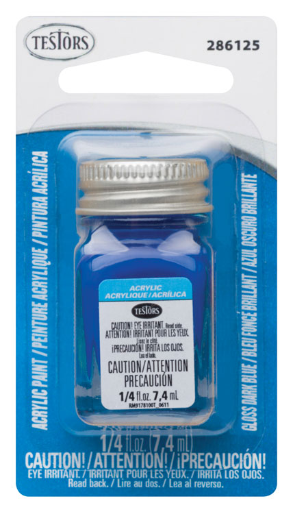 Carded Acrylic Paints - 1/4oz  7.4mL - Bottles with English/French/Spanish -- Dark Blue (Gloss)