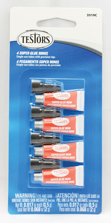 Super Glues - With Precision Applicators -- Single-Use - .02oz  .5g pkg(4) - Tubes with English/Spanish Labeling
