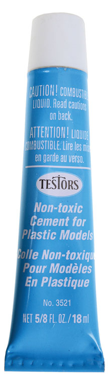 Finished-Product Cement Adhesives -- Plastic Cement (Non-Toxic) - 5/8oz  18.5mL - Tube with ENG/ESP/FRA Labeling