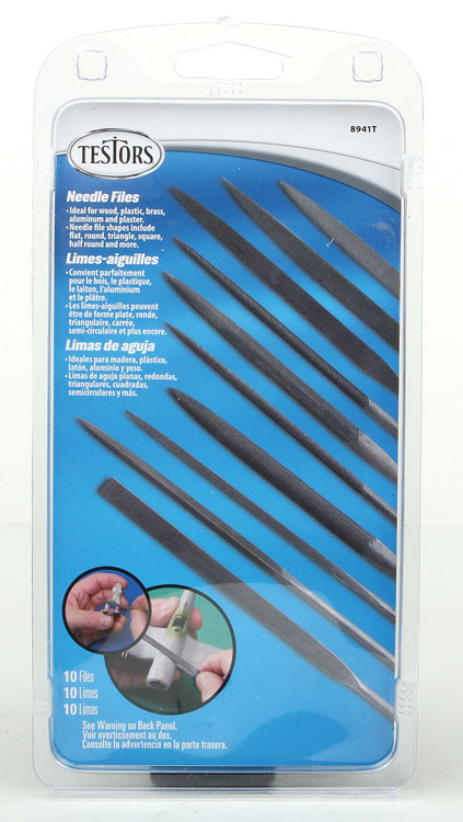 Modeling Tools & Accessories -- Needle File 10-Piece Set (Flat, Round, Triangle, Square, Half-Round, Etc.)