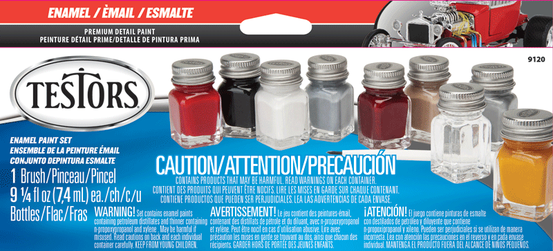 Enamel Paint Sets -- 8 Automobile Colors, 1 Thinner, 1 Paint Brush, 1 Tray