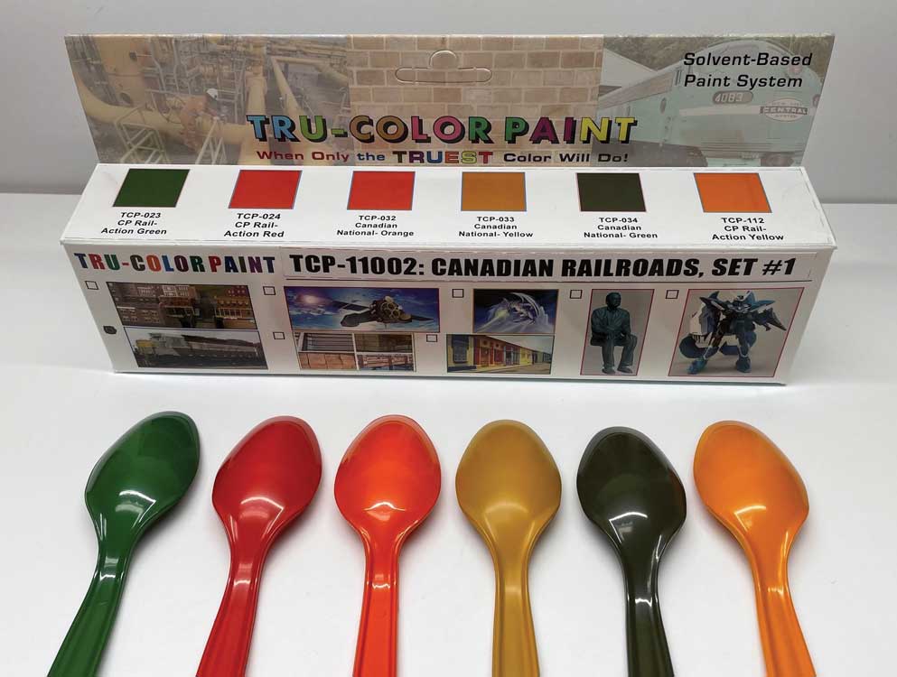 Canadian Railroads Paint Set -- Set #1 - CP Action Red, Green, Yellow & CN Orange, Yellow, Green