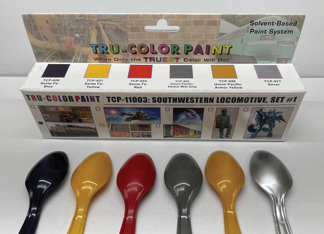 Southwestern Locomotive Paint Set -- Set #1 - ATSF Blue, Yellow, Red and UP Yellow, Gray, Silver