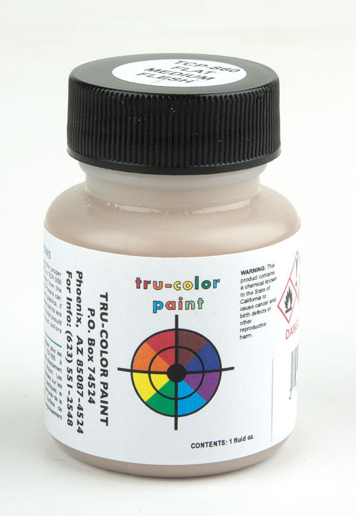 Flat Brushable Color Acrylic Paints - 1oz  29.6mL -- Medium Flesh