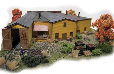North Conway, NH Wood Roundhouse with One 7"  17.8cm & Three 5"  12.7cm St -- Laser-Cut Wood Kit - 7 x 7-3/4 x 2"  17.8 x 19.7 x 5.1cm-2