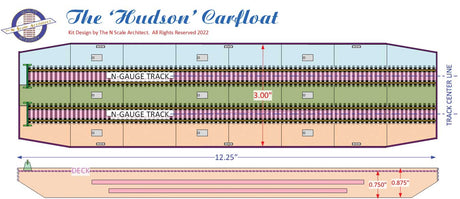 Laser-Cut Wood Kit -- The Hudson 2-Track Carfloat - 12-1/4 x 3 x 1"  31.1 x 7.6 x 2.5cm-4