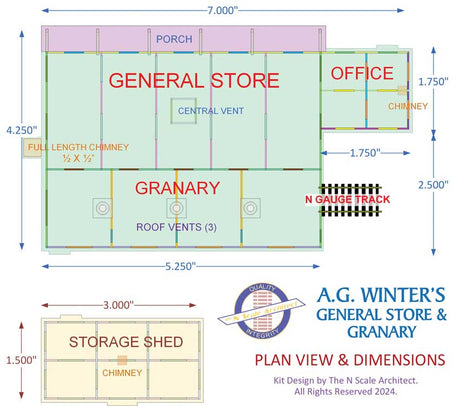 A.G. Winter's General Store & Granary -- Laser-Cut Wood Kit - 7 x 4-1/4 x 1-1/2"  17.8 x 10.8 x 3.8cm-5