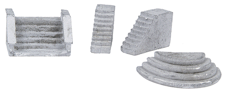 Steps Assortment -- 1 Half-Moon, 2 Concrete, 1 Ornate