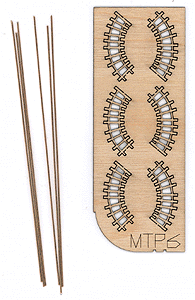 M-Trak 30" Gauge (Nn30) Mine Track System - Kit (Laser-Cut Wood, Metal) -- 45-Degree Curve pkg(6)