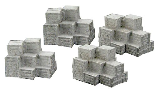 Wooden Crate Stacks -- 4 Stacks of 12 Crates