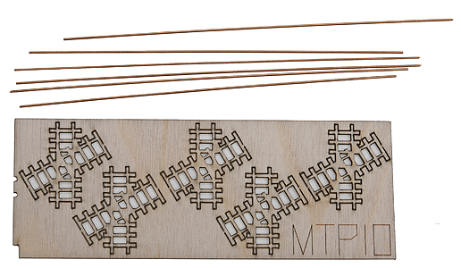 M-Trak 30" Gauge (Nn30) Mine Track System - Kit (Laser-Cut Wood, Metal) -- 30-Degree Crossing pkg(5) (Includes 24"  61cm of Rail)