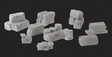 Stone Columns, Blocks, Slabs & Slate Stack Assortment - Kit (Cast Metal) -- 9 Different Stacks