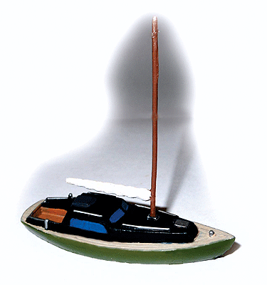 Sailing Sloop with Mast & Sail -- Unpainted Resin Kit - 2-1/4 x 3/4 x 2-1/4"  5.7 x 1.9 x 5.7cm