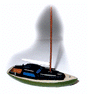 Sailing Sloop with Mast & Sail -- Unpainted Resin Kit - 2-1/4 x 3/4 x 2-1/4"  5.7 x 1.9 x 5.7cm