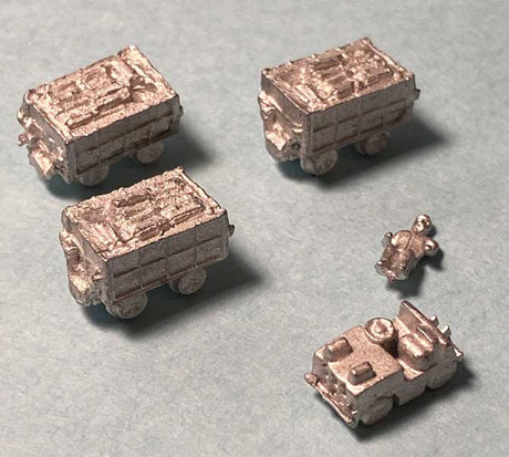 Tile Wagon Train - Cast-Metal Kit -- Critter Locomotive, Driver, 3 Cars (unpainted)-2