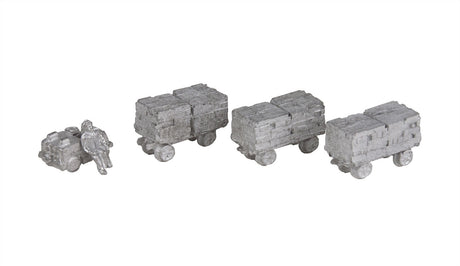 Brick Cart Train - Cast-Metal Kit -- Critter Locomotive, Driver, 3 Cars (unpainted)