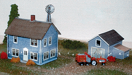 Nansen Street Models - Division of N Scale Architect -- Farm House, Carriage Shed & Windmill Box Set