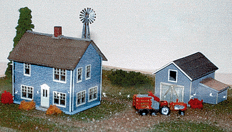 Nansen Street Models - Division of N Scale Architect -- Farm House, Carriage Shed & Windmill Box Set