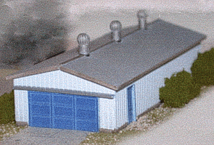Nansen Street Models - Division of N Scale Architect -- Corrugated Storage Building w/ Roof Details - 3 x 1 x 3/4"  7.6 x 2.5 x 1.9