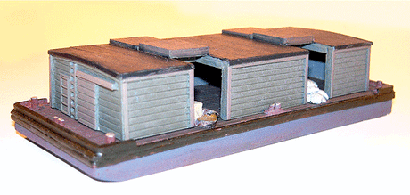 Covered Barge w/Separate Cover - Kit (Resin) -- Barge: 4-1/2 x 1-3/4 x 1/4"; Cover: 3 x 1-3/4 x 1/2"