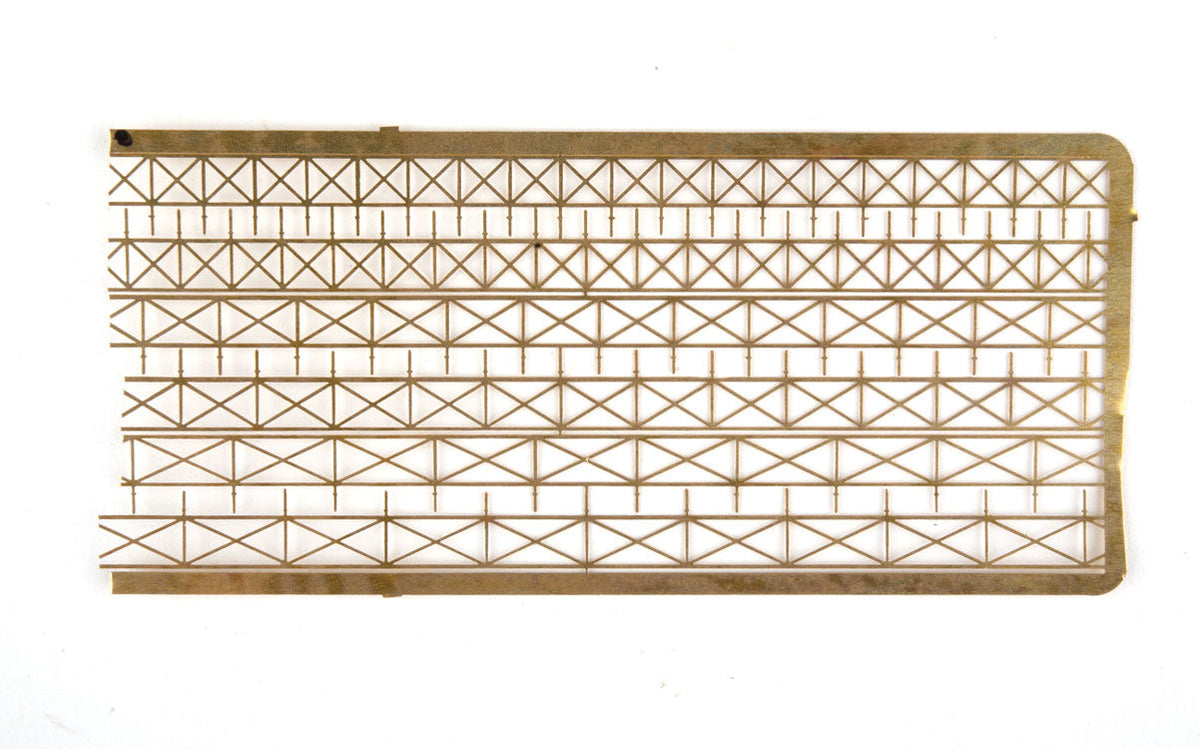 Cross Bar Fence in Three Sizes -- Etched-Brass Kit, 420 Scale Feet Total